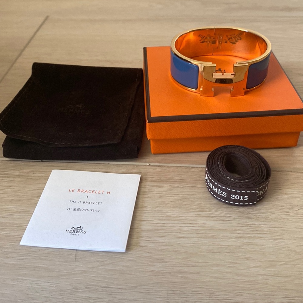 Hermes bleu turquin clic clac h bracelet size PM